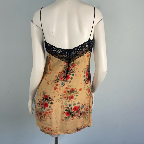 Zara Trafaluc Gold Floral Lace Trim Slip Mini Dress XS Fairy Y2K Boho Whimsigoth - Picture 7 of 12